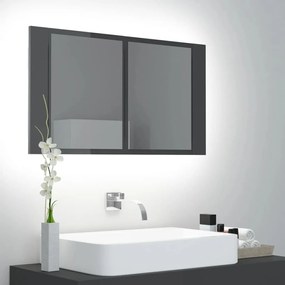 Καθρέφτης Μπάνιου με LED Γυαλιστερό Γκρι 80x12x45 εκ. Ακρυλικός - Γκρι