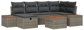 vidaXL Σετ Καναπέ Κήπου 7 pcs Γκρι 55 x 62 x 69 εκ Πολυ ράταν