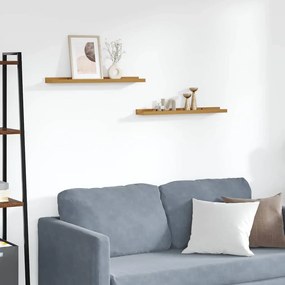 vidaXL Ράφι Τοίχου με ράφι 2 pcs Μπεζ 60 x 9 x 3 cm Επεξεργασμένο ξύλο
