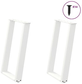 vidaXL Πόδια Τραπεζαρίας σε Σχήμα U 2 τεμ. Λευκά 60x(72-73) εκ. Ατσάλι