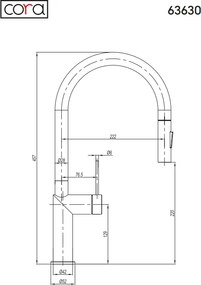 Cora 63630 Inox - Μπαταρία Κουζίνας με Ντους