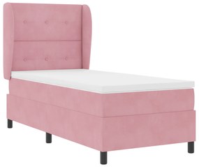 vidaXL Κρεβάτι Box Spring με Στρώμα Ροζ 90x200 εκ Βελούδο