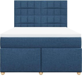 vidaXL Κρεβάτι Boxspring με Στρώμα Μπλε 140x190 εκ. Υφασμάτινο
