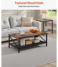 VEVOR 3 Pieces Living Room Table Sets 41.3 in Coffee Table with 2 End Tables