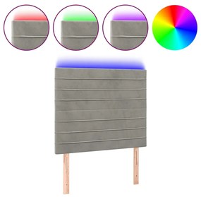 Κεφαλάρι Κρεβατιού LED Ανοιχτό Γκρι 100x5x118/128 εκ. Βελούδινο 3122606