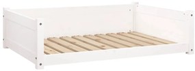 vidaXL Κρεβάτι Σκύλου Λευκό 95,5 x 65,5 x 28 εκ. από Μασίφ Ξύλο Πεύκου
