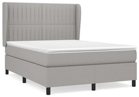 vidaXL Κρεβάτι Boxspring με Στρώμα Ανοιχτό Γκρι 140x200 εκ. Υφασμάτινο