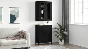 vidaXL Highboard 2 pcs Μαύρη δρυς Επεξεργασμένο ξύλο