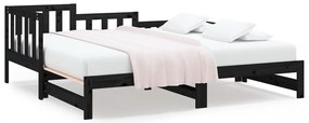 vidaXL Καναπές Κρεβάτι Συρόμενος Μαύρος 2x(90x200) εκ. από Μασίφ Πεύκο