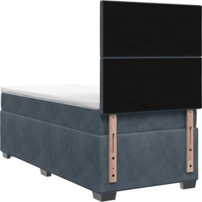 vidaXL Κρεβάτι box spring με στρώμα Σκούρο Γκρι 90 x 200 cm Βελούδο