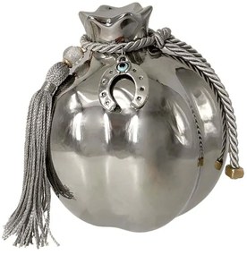 Διακοσμητικό Ρόδι Λοξό 15-20037-1 Φ13x14cm Silver Marhome