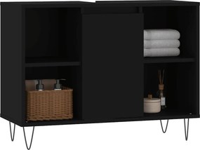 vidaXL Ντουλάπι Μπάνιου Μαύρο 80 x 33 x 60 εκ. από Επεξεργασμένο Ξύλο