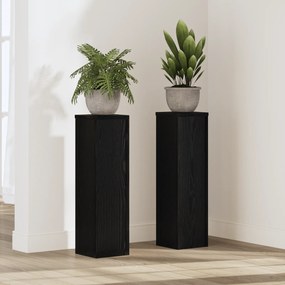 vidaXL Στερέωμα Φυτών 2 τεμ Μαύρο Δρυς 17 x 17 x 60 εκ Φτιαγμένο από Ξύλο