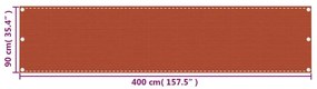 vidaXL Διαχωριστικό Βεράντας Πορτοκαλί 90 x 400 εκ. από HDPE