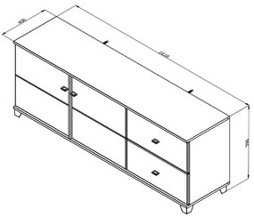 Έπιπλο TV Burgundy 160 3K2F Λευκό - Flagstaff Oak - Λευκό Γυαλιστερό  162x40x51 εκ.