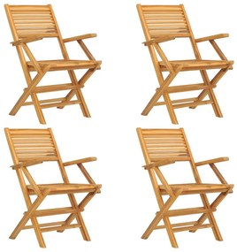 Καρέκλες Κήπου Πτυσσόμενες 4 τεμ. 55x62x90 εκ. Μασίφ Ξύλο Teak - Καφέ