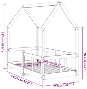 ΠΛΑΙΣΙΟ ΠΑΙΔΙΚΟΥ ΚΡΕΒΑΤΙΟΥ 70 X 140 ΕΚ. ΑΠΟ ΜΑΣΙΦ ΞΥΛΟ ΠΕΥΚΟΥ 835721
