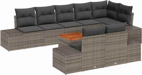 vidaXL Σετ Καναπέ Κήπου με αποθήκευση 9 pcs Γκρι