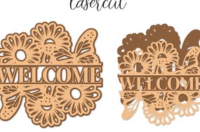 Intra απο ξύλο plywood 3mm-4mm πάχος – Welcome Sign Lasercut - Αρχείο Αποκοπής Laser Δίασταση 40x30 cm INTRAFABR-122150936