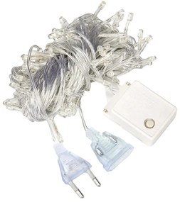 Χριστουγεννιάτικα Λαμπάκια Κουρτίνα LED 100L Θερμό Χρώμα με Διαφανές Καλώδιο 3m 40x50x60cm - Christmas lights LED warm light