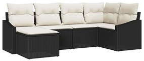 vidaXL Σέτ φαγητού για κήπο με μαξιλάρι 6 pcs Μαύρο, Κρέμα