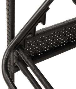 vidaXL Ξαπλώστρα με μαξιλάρι Μαύρη 63x200x81 εκ Πολυ Ρατάν