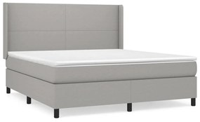 Κρεβάτι Boxspring με Στρώμα Ανοιχτό Γκρι 180x200 εκ. Υφασμάτινο - Γκρι