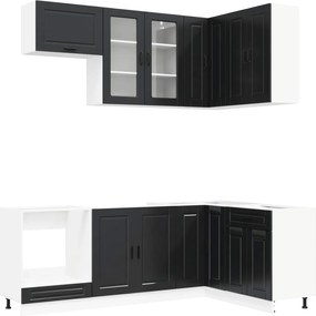 vidaXL Μονάδα κουζίνας PORTO 8 pcs Μαύρο Επεξεργασμένο Ξύλο