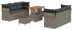 vidaXL Σετ Καναπέ Κήπου με μαξιλάρι 9 pcs Γκρι 90 x 55 x 71 cm