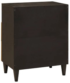 vidaXL Κομοδίνο Μαύρο και Χρυσό 50 x 33 x 60 εκ Μασίφ ξύλο μάνγκο