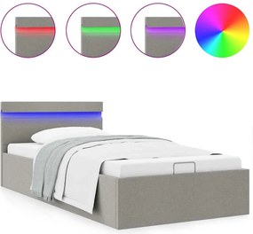 VidaXL Πλαίσιο Κρεβατιού με Αποθ. Χώρο/LED Αν. Γκρι 100x200 εκ. Ύφασμα