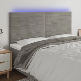 Κεφαλάρι Κρεβατιού LED Ανοιχτό Γκρι 180x5x118/128 εκ. Βελούδινο 3122624