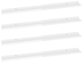 vidaXL Ράφια Τοίχου 4 τεμ. Γυαλιστερό Λευκό 100 x 9 x 3 εκ.