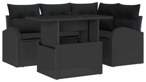 vidaXL 5 Τεμαχίων Σετ Καναπέ Κήπου με Μαξιλάρια Μαύρο Πολυεστέρα