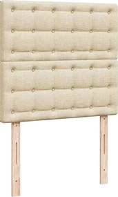 vidaXL Κρεβάτι Boxspring με Στρώμα Κρεμ 90x200 εκ.Υφασμάτινο