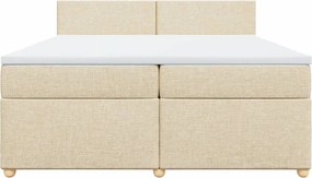 vidaXL Κρεβάτι Boxspring με Στρώμα Κρεμ 200x200 εκ. Υφασμάτινο