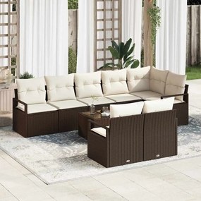 vidaXL Σετ Καναπέ Κήπου 9 pcs Καφέ Πολυ ράταν