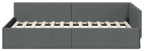 vidaXL Κρεβάτι Γωνίας Σκούρο γκρι 100 x 200 cm Ύφασμα και Έργο ξύλου
