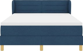 vidaXL Κρεβάτι με ελατήρια με στρώμα Μπλε 140 x 200 cm ύφασμα