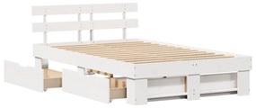 vidaXL Σκελετός Κρεβατιού Λευκό 140 x 190 cm Συμπαγές ξύλο πεύκου
