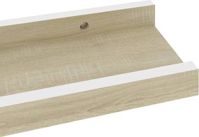 vidaXL Ράφια Τοίχου 4 τεμ. Λευκό και Sonoma Δρυς 40 x 9 x 3 εκ.