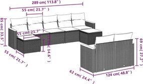 vidaXL Patio Sofa Set 9-θέσια Μικτό μπεζ