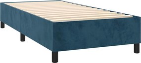 vidaXL Κρεβάτι Boxspring με Στρώμα Σκούρο Μπλε 90x200 εκ. Βελούδινο