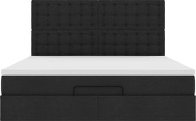 vidaXL Οθωμανικό κρεβάτι με στρώμα Μαύρο 180x200cm Ύφασμα