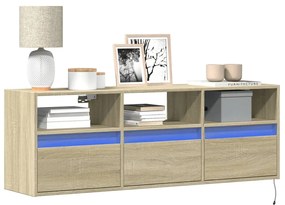 Έπιπλο Τοίχου Τηλεόρασης με LED Sonoma Δρυς 130x31x45 εκ.