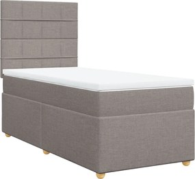 vidaXL Κρεβάτι Boxspring με Στρώμα Taupe 90x200 εκ. Υφασμάτινο