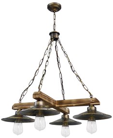 Φωτιστικό Οροφής Πολύφωτο Heronia Petra 30-0053 Bronze/Natural Wood