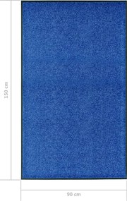 vidaXL Πατάκι Εισόδου Πλενόμενο Μπλε 90 x 150 εκ.