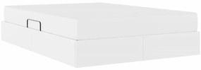 vidaXL Κρεβάτι με αποθηκευτικό χώρο και στρώμα 2 pcs Λευκό Δέρμα