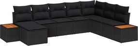 vidaXL Σετ Καναπέ Κήπου με μαξιλάρι 9 pcs Μαύρο Πολυρατάν